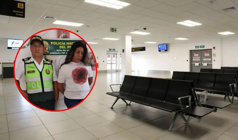 La Policía Nacional detuvo a Karla Salazar Gómez, fiscal adjunta provisional, en el aeropuerto de Piura por el presunto hurto de un bolso de otro pasajero. Foto: PNP/Turiweb