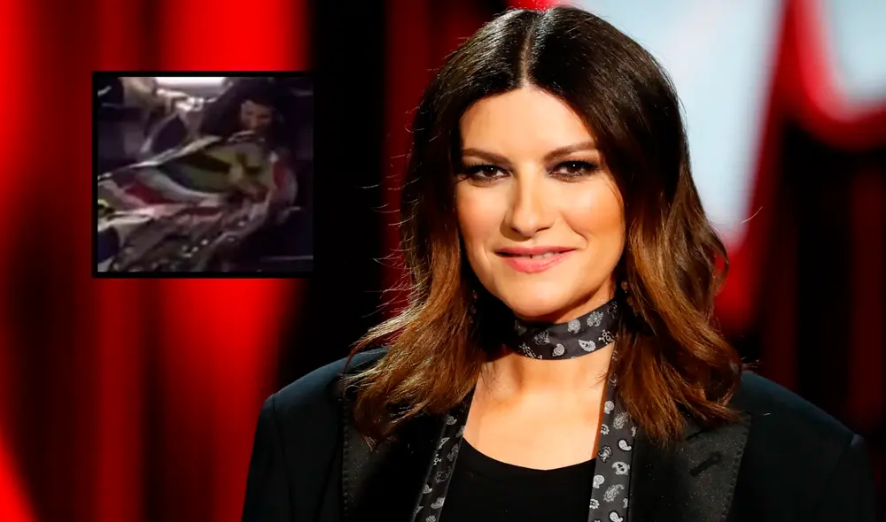 Laura Pausini se resbala del escenario en pleno show. Difusión