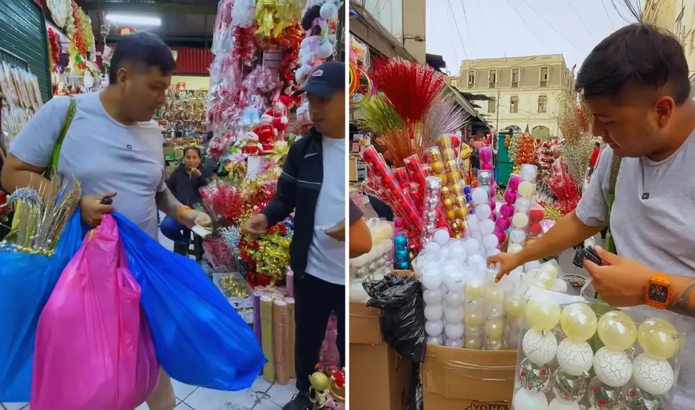 El joven peruano gastó en bolas navideñas, peluches y demás artículos de Navidad cerca de S/2.000. Foto: composición LR/