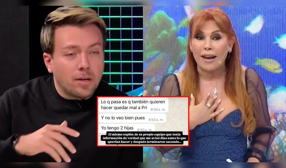 Julián Zucchi expone chats con presunto trabajador de 'Magaly TV, la firme'. Foto: Composición LR/ATV/YouTube/Instagram