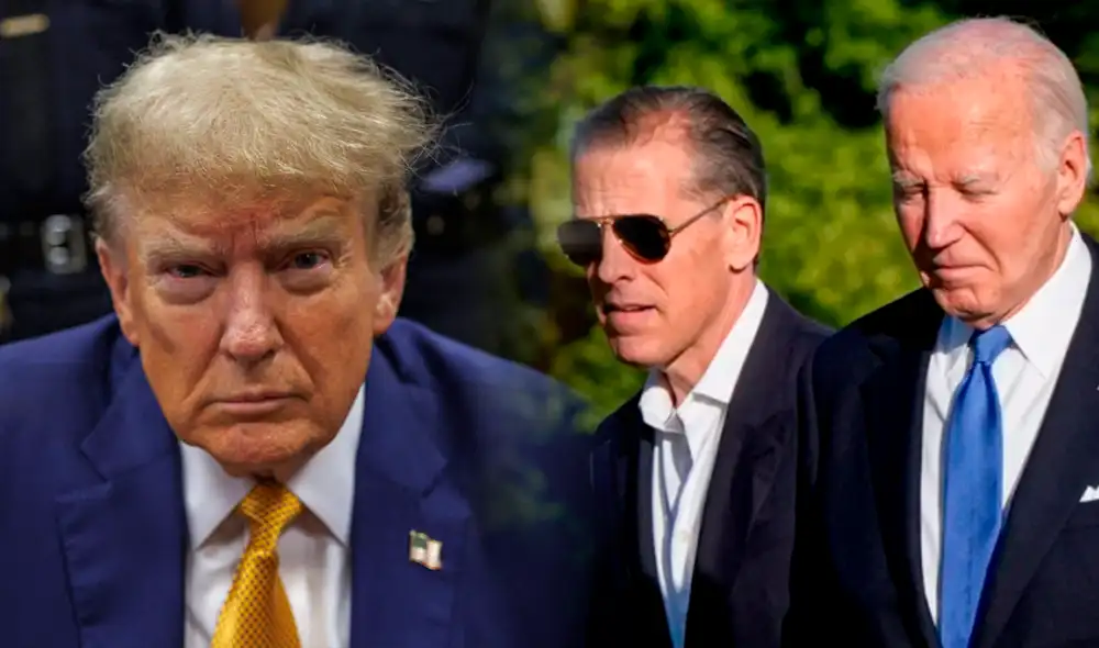 Donald Trump afirmó que se debería desestimar el caso que la involucra con Stormy Daniels, teniendo en cuenta, el antecedente del hijo de Biden. Foto: Composición LR Donald Trump afirmó que se debería desestimar el caso que la involucra con Stormy Daniels, teniendo en cuenta, el antecedente del hijo de Biden. Foto: Composición LR