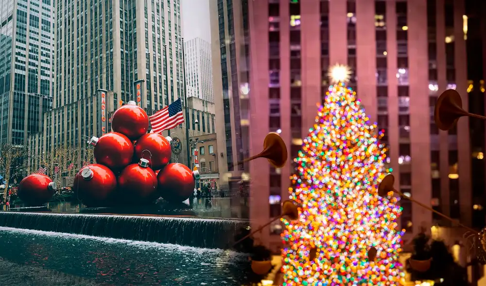 El tradicional árbol de Navidad será encendido en el centro de Nueva York | Composición: Ariana Espinoza
