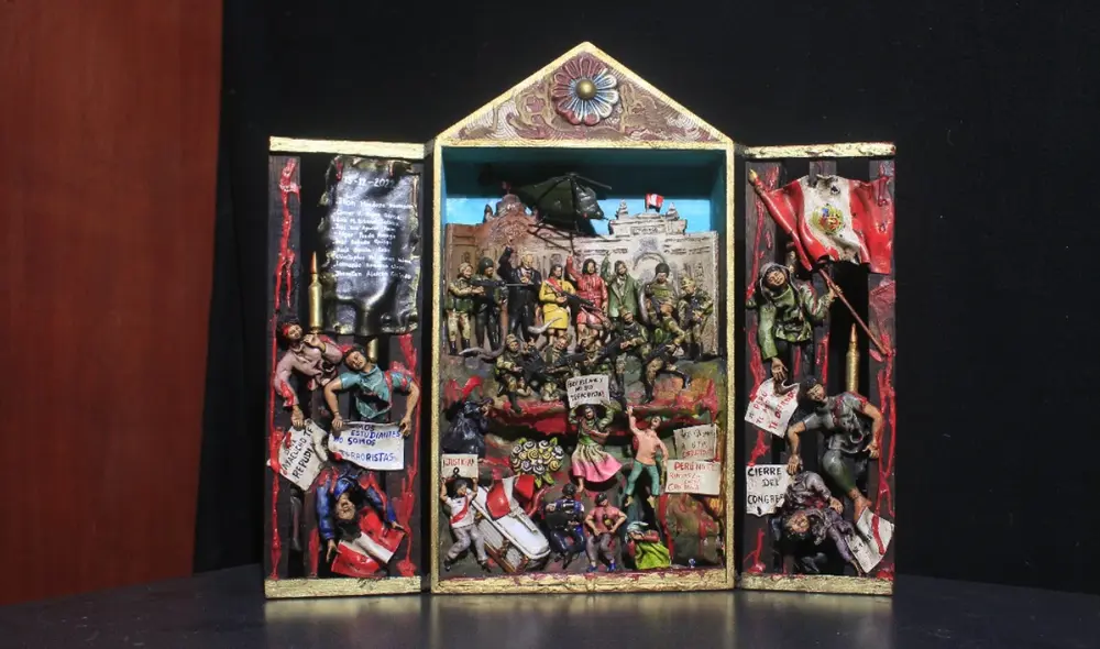 Retablo de Edilberto Jiménez, base del documental sobre la matanza del 15 de diciembre en Ayacucho. Foto: Carlos Enrique López/Evelyn Arias Melgar.