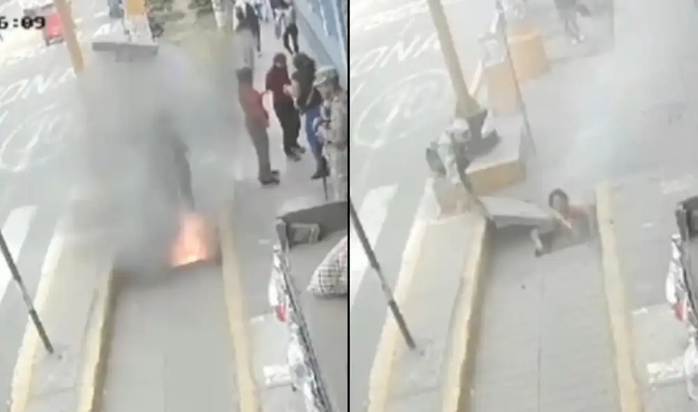 Un buzón eléctrico explotó en plena avenida Túpac Amaru. Foto: captura Canal N