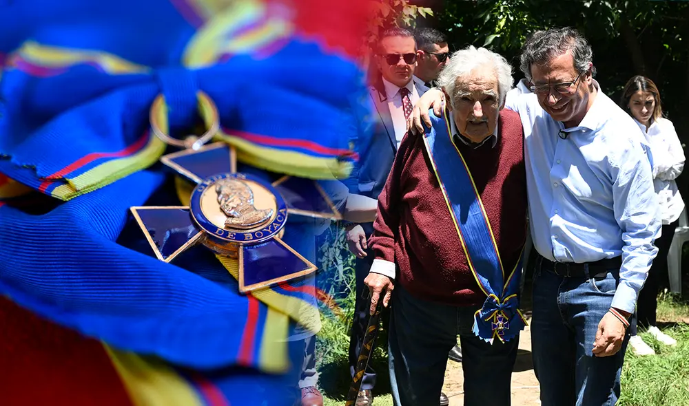 El mandatario colombiano viajó hasta la casa del expresidente de Uruguay en Rincón del Cerro, a las afueras de Montevideo.  Foto: AFP