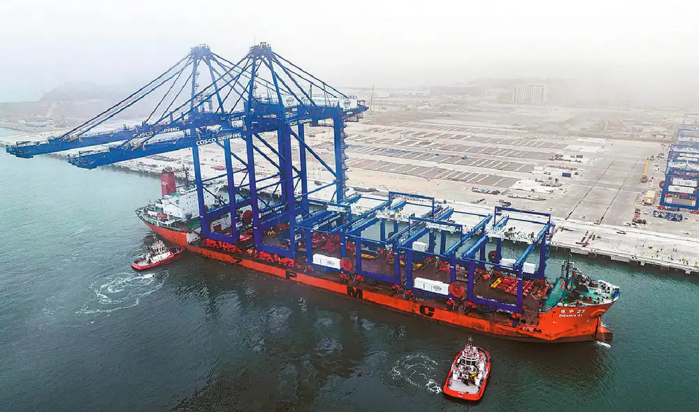 En medio de disputas arancelarias con EE. UU., China intensifica la exportación de grúas portuarias a América Latina, con proyectos clave como el megapuerto de Chancay. Foto: XINHUA En medio de disputas arancelarias con EE. UU., China intensifica la exportación de grúas portuarias a América Latina, con proyectos clave como el megapuerto de Chancay. Foto: XINHUA