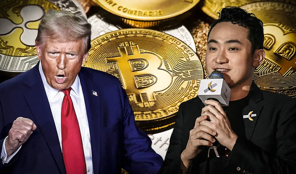 La inversión de 30 millones de dólares de Justin Sun en el proyecto de criptomonedas de Trump ha generado controversia. Foto: composición LR/AFP/Expansión La inversión de 30 millones de dólares de Justin Sun en el proyecto de criptomonedas de Trump ha generado controversia. Foto: composición LR/AFP/Expansión