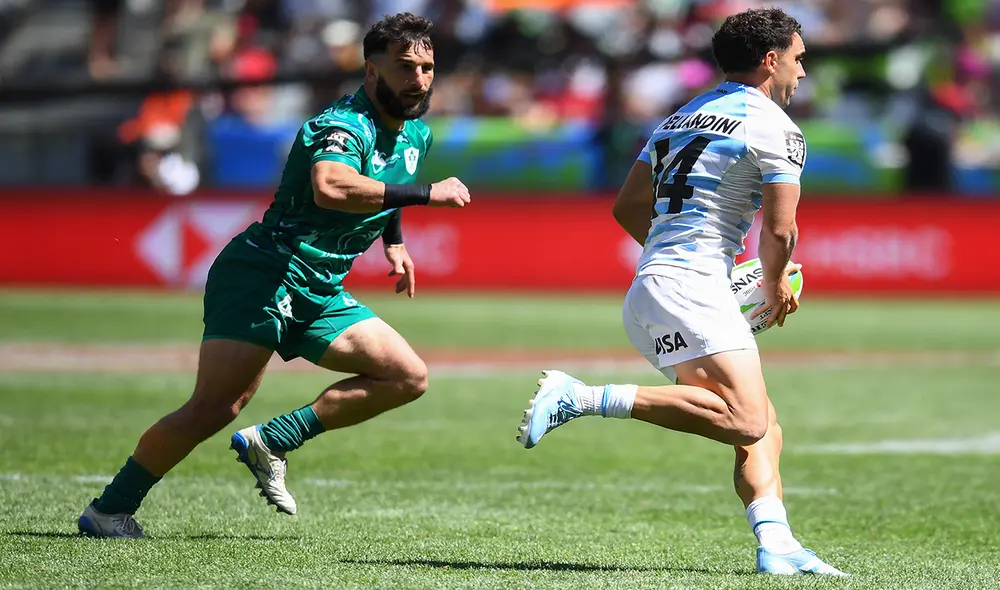 Tras vencer a Irlanda, los Pumas 7 juegan con Sudáfrica por la fase de grupos. Foto: AFP