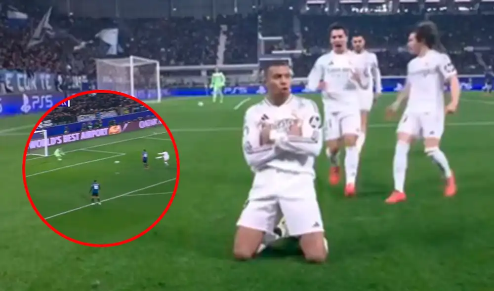 Kylian Mbappé marcó el gol del 1-0 para Real Madrid vs Atalanta por Champions League. Foto: composición de LR/captura de ESPN