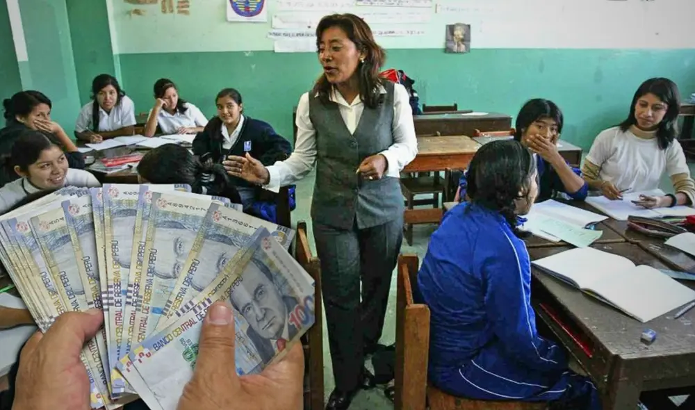 Los trabajadores del sector público en Perú esperan con ansias el aguinaldo navideño de S/300. El Gobierno ha establecido requisitos específicos para que los docentes accedan a este beneficio. Foto: composición LR/Minedu