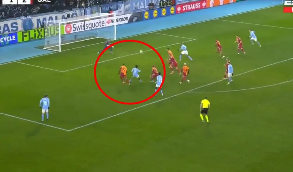 Sergio Peña convirtió la igualdad del Malmö ante Galatasaray por la Europa League. Foto: captura/ESPN