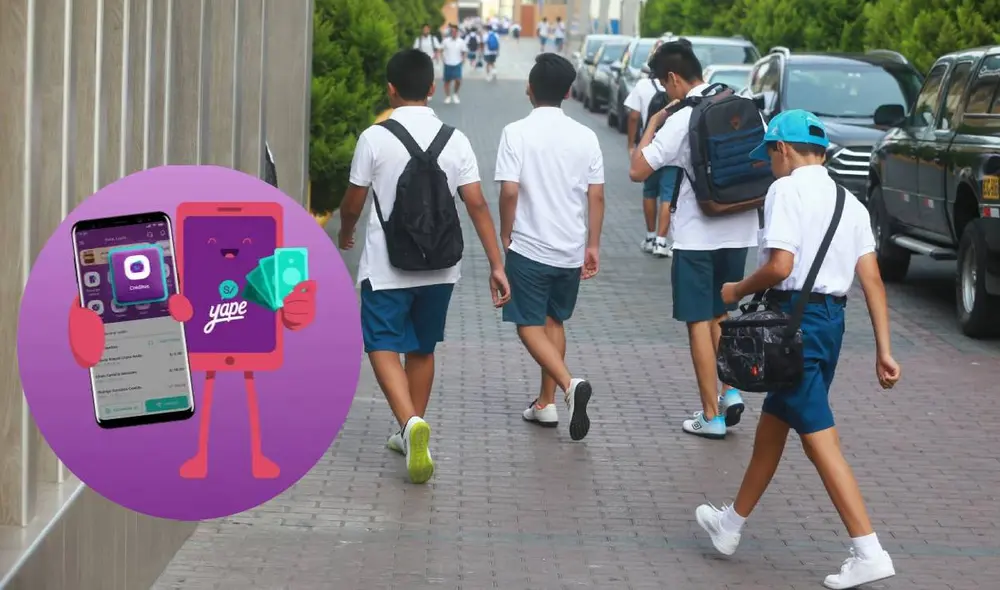 Menores de edad yendo al colegio y pueden usar Yape bajo ciertas condiciones. Foto: Composición LR/Andina/Yape