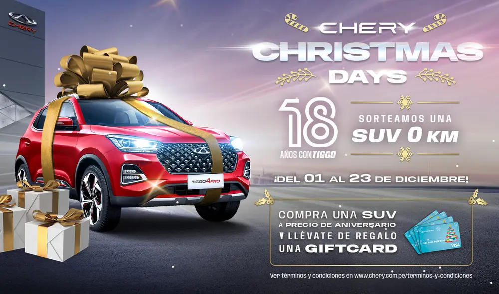 Los Chery Christmas Days ofrecen beneficios exclusivos, como regalos, descuentos y mantenimiento gratuito. Fuente: Difusión.