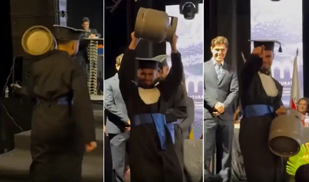El video de la ceremonia de graduación de Lorenzo Monfardini ha sido compartido en diversas plataformas sociales. Foto: composición LR/captura/El Español