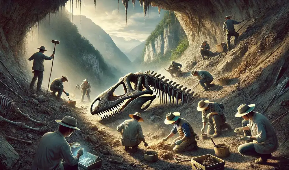 Paleontólogos en China identificaron una nueva especie de dinosaurio sauropodomorfo, Lishulong wangi, con el cráneo más grande encontrado hasta ahora en la región de Yunnan. Foto: DALL.E Paleontólogos en China identificaron una nueva especie de dinosaurio sauropodomorfo, Lishulong wangi, con el cráneo más grande encontrado hasta ahora en la región de Yunnan. Foto: DALL.E