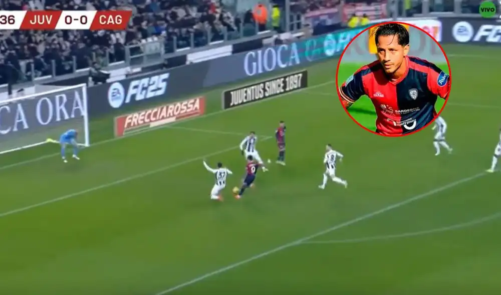 Gianluca Lapadula volvió a ser titular con Cagliari en este encuentro ante Juventus. Foto: composición LR/captura de DSports/AFP