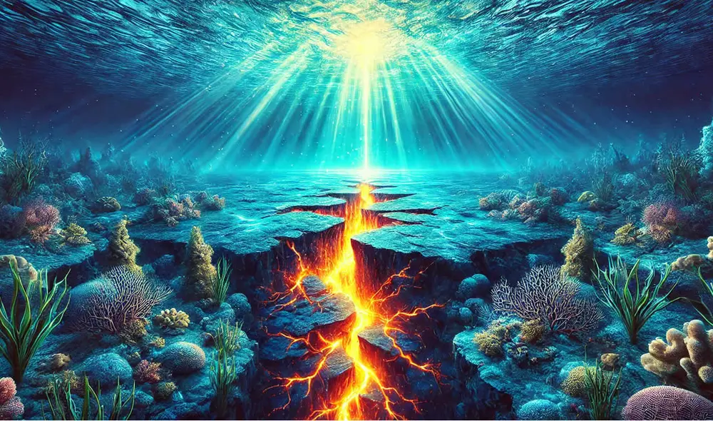 Geólogos estudiaron las fallas en el fondo del Océano Pacífico. Imagen: IA / LR. Geólogos estudiaron las fallas en el fondo del Océano Pacífico. Imagen: IA / LR.