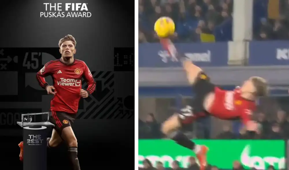 Alejandro Garnacho consiguió el premio Puskas tras el golazo ante el Everton. Foto: composición FIFA/ESPN