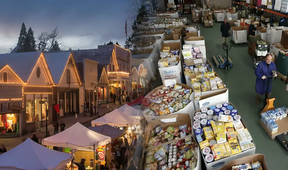 El Banco de Alimentos del Centro de California ofrece despensas gratuitas en California para reducir la inseguridad alimentaria en Estados Unidos y en Navidad. Foto: composición LR/difusión