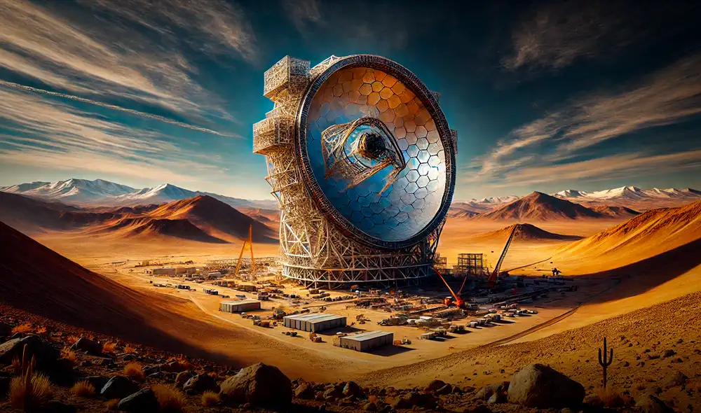 El Telescopio Extremadamente Grande (ELT) se construye en el desierto de Atacama, Chile, y se prevé que inicie operaciones en 2030, buscando exoplanetas y signos de vida. Foto: IA/La República. El Telescopio Extremadamente Grande (ELT) se construye en el desierto de Atacama, Chile, y se prevé que inicie operaciones en 2030, buscando exoplanetas y signos de vida. Foto: IA/La República.