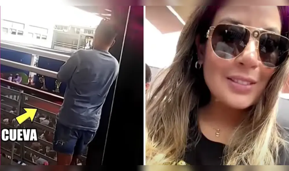 El futbolista Christian Cueva fue visto grabando la clausura escolar de sus hijos desde lejos. Foto: Composición LR/Willax