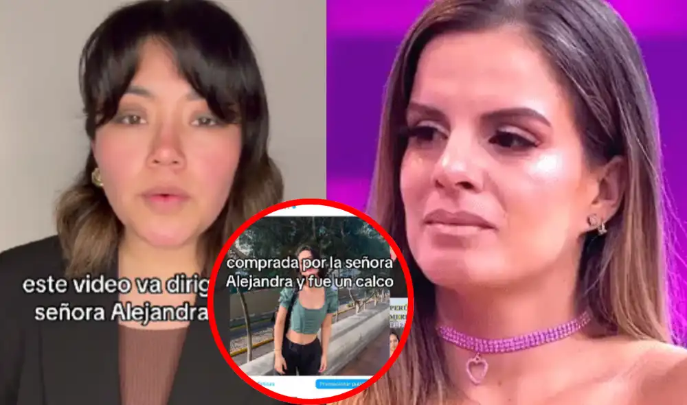 Alejandra Baigorria es acusada por usuaria de plagiar sus diseños. Foto: Composición LR/Captura TikTok/Captura América TV