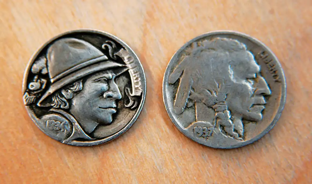 las Hobo Nickels son consideradas valiosas por los coleccionistas debido a su rareza y el hecho de que cada pieza es única. Foto: Folk School las Hobo Nickels son consideradas valiosas por los coleccionistas debido a su rareza y el hecho de que cada pieza es única. Foto: Folk School