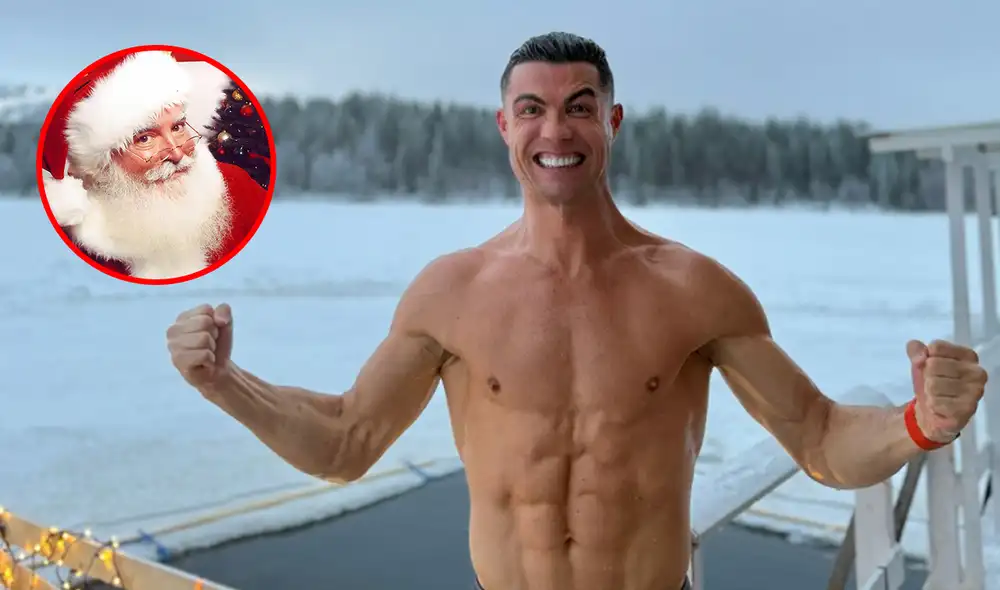 Cristiano Ronaldo desafió el frío extremo en su visita al 'hogar' de Papá Noel. Foto: Instagram/Cristiano Ronaldo