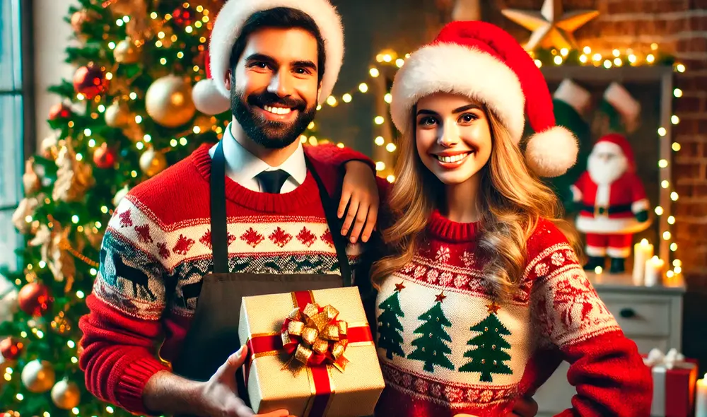 A través de pequeñas frases navideñas y de Año Nuevo puedes resaltar el compromiso y lealtad de tus clientes. Foto: IA A través de pequeñas frases navideñas y de Año Nuevo puedes resaltar el compromiso y lealtad de tus clientes. Foto: IA