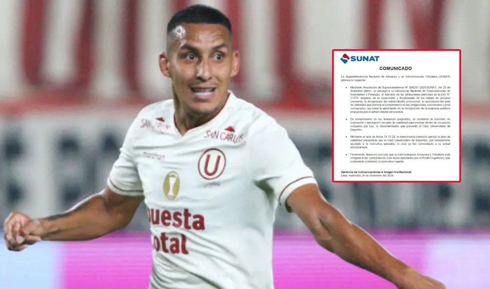 Sunat aprobó el plan de viabilidad a Universitario este 24 de diciembre. Foto: composición LR/Luis Jiménez/GLR/Sunat Sunat aprobó el plan de viabilidad a Universitario este 24 de diciembre. Foto: composición LR/Luis Jiménez/GLR/Sunat