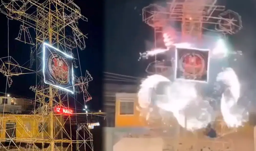 Luego de una chocolatada, se encendió un castillo de fuegos artificiales con la imagen del logo de la organización criminal