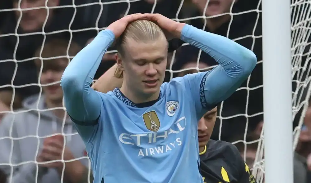 Erling Haaland falló un penal que pudo poner adelante en el marcador a Manchester City contra Everton. Foto: AFP