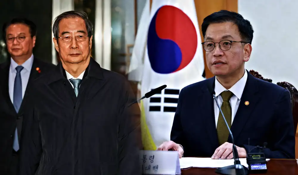 Choi Sang-mok asumió como el nuevo presidente interino de Corea del Sur tras la destitución de Han Duck-soo. Foto: composición LR/AFP. Choi Sang-mok asumió como el nuevo presidente interino de Corea del Sur tras la destitución de Han Duck-soo. Foto: composición LR/AFP.