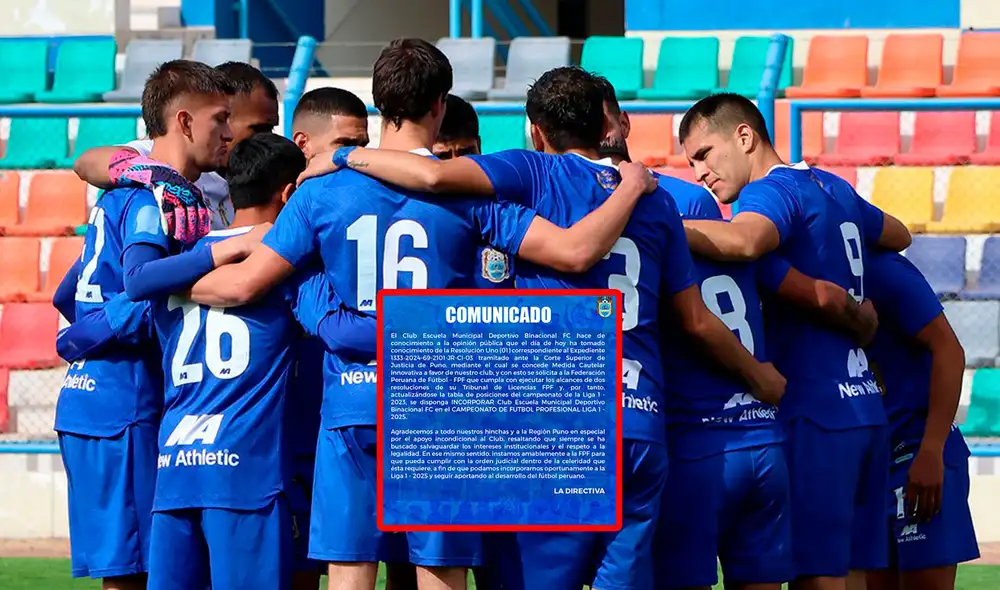 Deportivo Binacional tiene un título nacional en el fútbol peruano. En 2019 le ganó la final a Alianza Lima. Foto: composición LR/Binacional/X Deportivo Binacional tiene un título nacional en el fútbol peruano. En 2019 le ganó la final a Alianza Lima. Foto: composición LR/Binacional/X