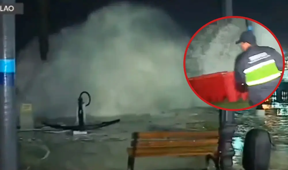 Reportero es sorprendido por enorme ola/Composición LR/Foto: Latina Noticias