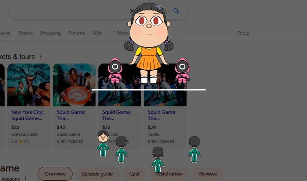 Asi luce el juego 'Luz roja, luz verde' de Google. Foto: captura