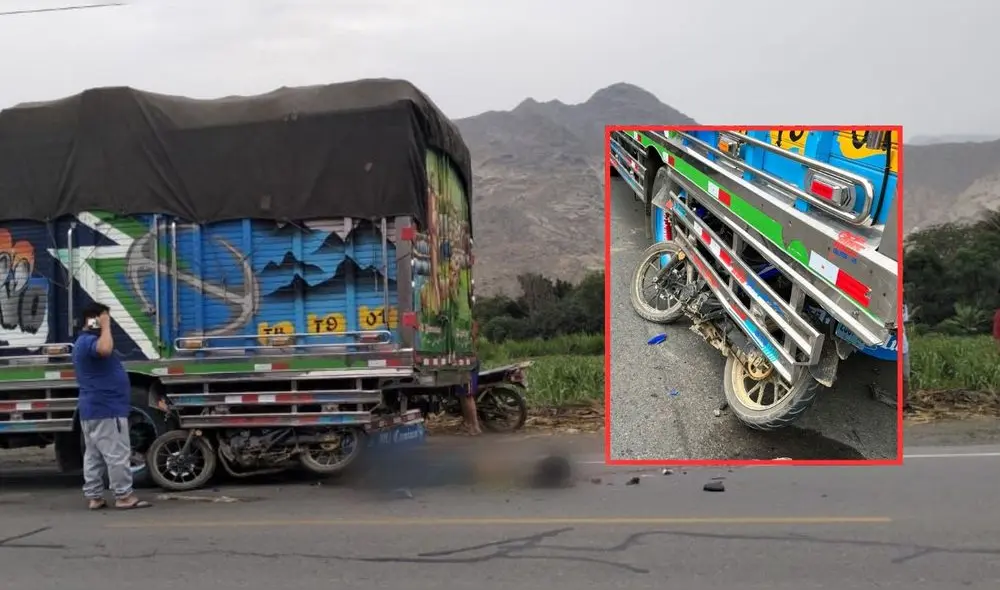 Hombre falleció a causa del fuerte impacto contra camión en Trujillo. Foto: Difusión