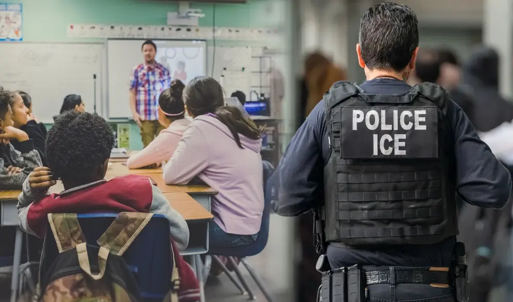 El ingreso de agentes de ICE en escuelas de Estados Unidos ha generado un intenso debate sobre los derechos de los estudiantes inmigrantes. Foto: composición LR/Telemundo/Hispano Press