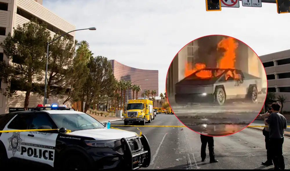 Una explosión de un Cybertruck Tesla dejó un fallecido y 7 heridos. Foto: Composición LR