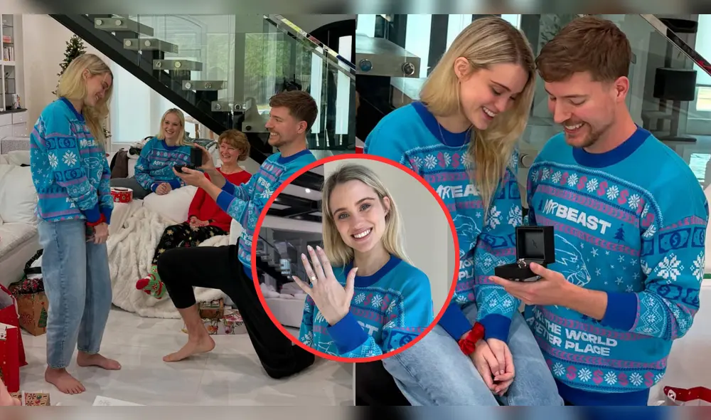 Con anillo en mano, MrBeast confirma su compromiso con Thea Booysen. Foto: Composición LR/Instagram