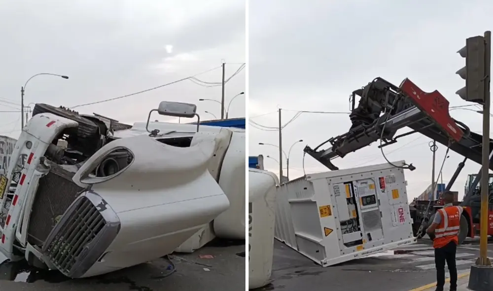 Aún no se ha precisado qué transportaba el tráiler, pero se ha confirmado que el contenedor ya fue retirado de la zona. Foto: LR / Prensa Chalaca.