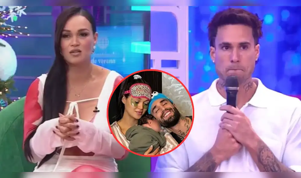 Angie Arizaga confirmó los nombres de los padrinos de su bebé con Jota Benz. Composición LR/América/Instagram