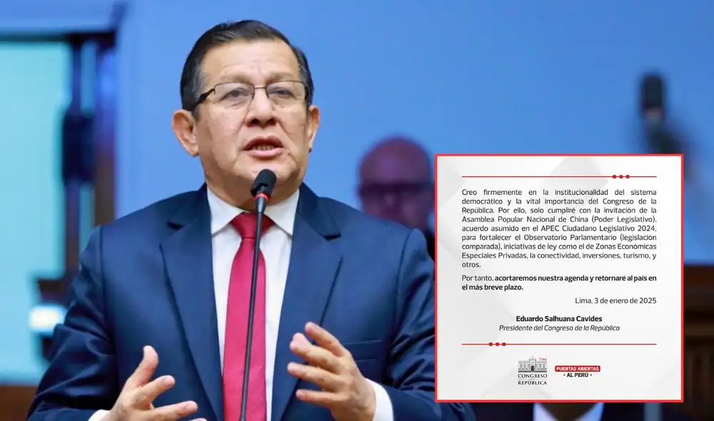 Eduardo Salhuana aseguró que regresará de China antes del plazo establecido. Foto: composición LR Eduardo Salhuana aseguró que regresará de China antes del plazo establecido. Foto: composición LR