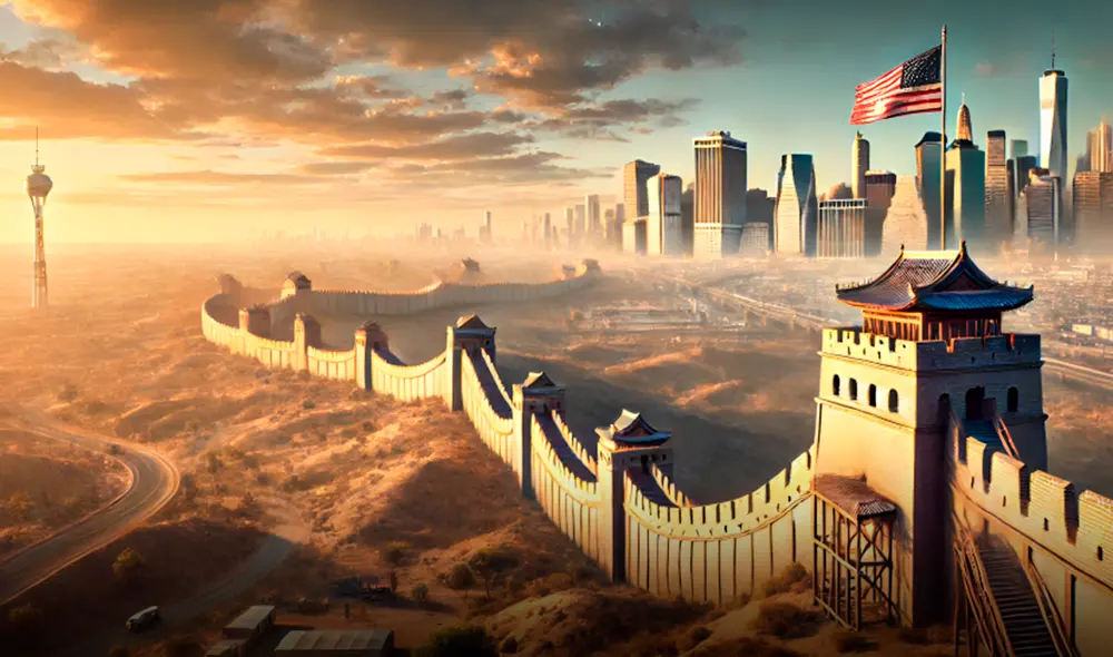 La 'muralla' de Estados Unidos está equipada con tecnología avanzada, cámaras de vigilancia y sistemas de iluminación nocturna. Foto: IA La 'muralla' de Estados Unidos está equipada con tecnología avanzada, cámaras de vigilancia y sistemas de iluminación nocturna. Foto: IA