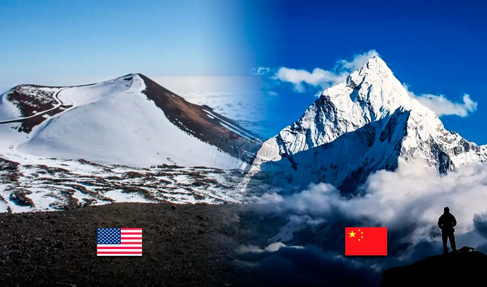 Pese a que la montaña de Estados Unidos es la más alta del mundo, la de Asia sigue con el récord Guinness. Foto: composición LR/Science News/National Geographic Pese a que la montaña de Estados Unidos es la más alta del mundo, la de Asia sigue con el récord Guinness. Foto: composición LR/Science News/National Geographic