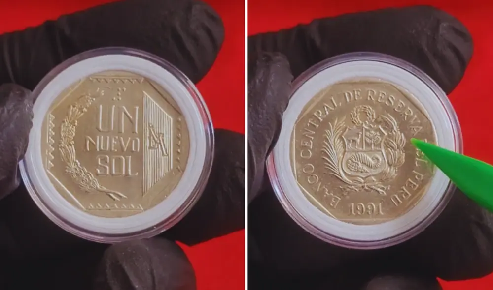 Esta moneda de S/1 de 1991 lleva la firma de su diseñador escondido en el anverso. Foto: composición LR/TikTok/@Numismaticainca Esta moneda de S/1 de 1991 lleva la firma de su diseñador escondido en el anverso. Foto: composición LR/TikTok/@Numismaticainca