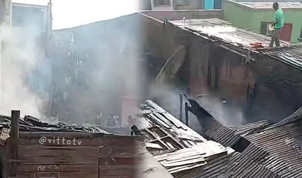 Incendio en la urbanización Santa Rosa, Callao/Composición LR/Foto: Vitto TV