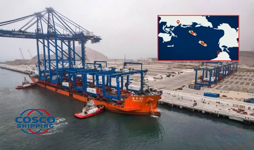 La primera etapa del Megapuerto de Chancay entró en funcionamiento en noviembre de 2024. Foto: América Económica/Cosco Shipping/LR La primera etapa del Megapuerto de Chancay entró en funcionamiento en noviembre de 2024. Foto: América Económica/Cosco Shipping/LR
