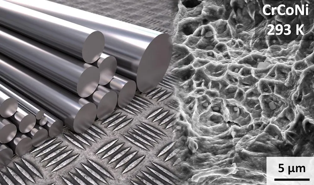 El CrCoNI, compuesto por cromo, cobalto y níquel, destaca por su dureza récord de 500 megapascales y supera a materiales como el acero, el grafeno y el diamante. Foto: Science