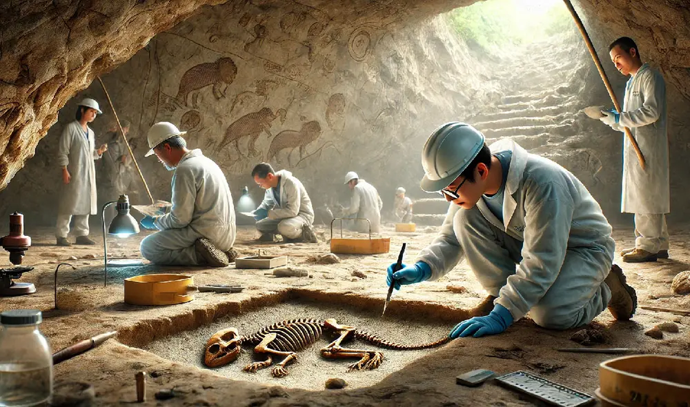 En la cueva de Hualongdong, científicos hallaron el fósil de un gato diminuto llamado Prionailurus kurteni. Este felino extinto convivió con humanos antiguos y es el más pequeño jamás descubierto en la historia. Foto:DALL.E En la cueva de Hualongdong, científicos hallaron el fósil de un gato diminuto llamado Prionailurus kurteni. Este felino extinto convivió con humanos antiguos y es el más pequeño jamás descubierto en la historia. Foto:DALL.E